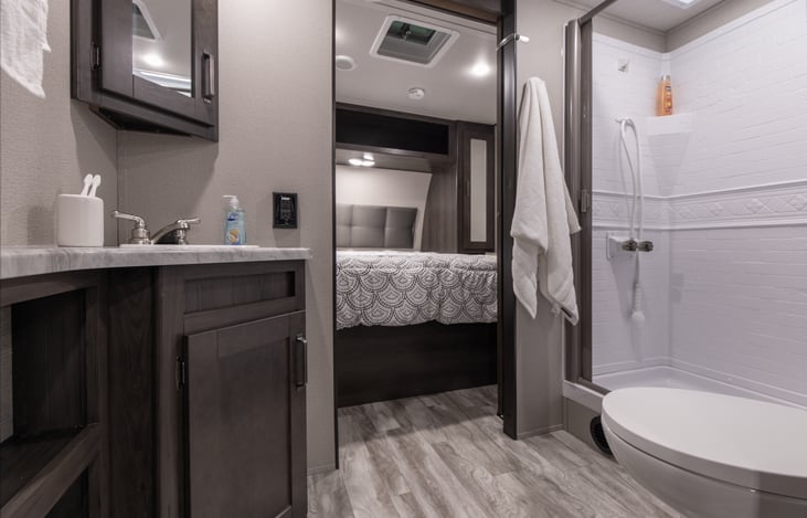 Bathroom and Queen (Master) bed