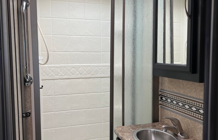 Bathroom sink and shower