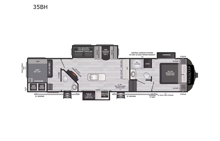 Representative floor plan provided by a trusted RVshare partner.