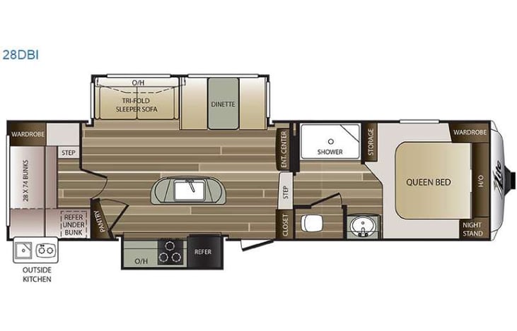 Representative floor plan provided by a trusted RVshare partner.