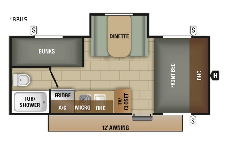 Representative floor plan provided by a trusted RVshare partner.