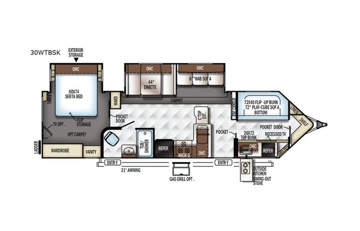 Representative floor plan provided by a trusted RVshare partner.