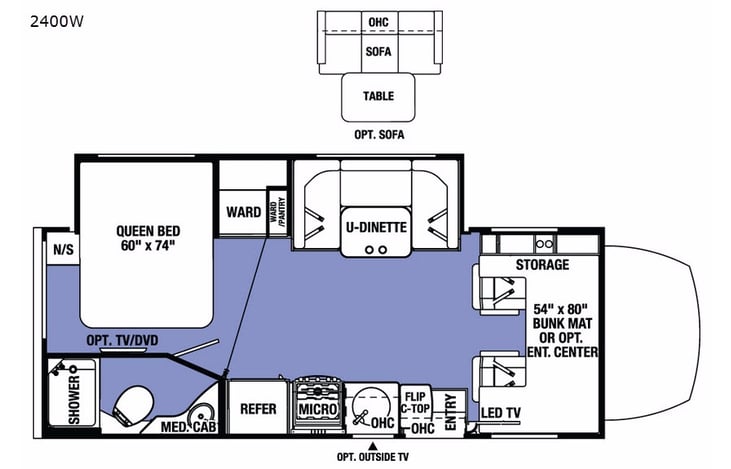 Representative floor plan provided by a trusted RVshare partner.