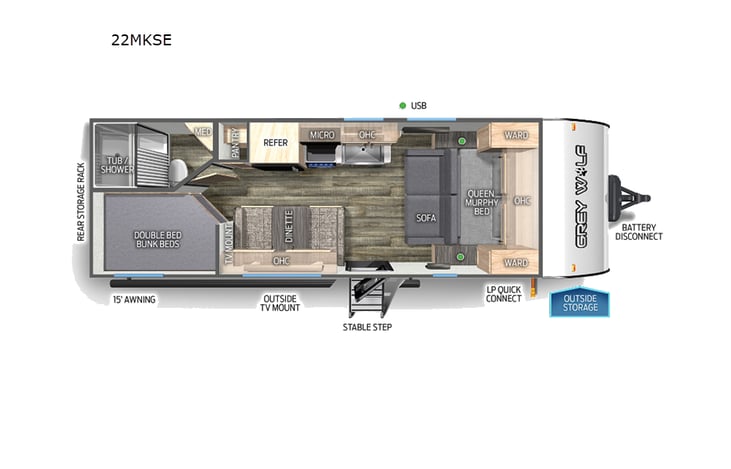Representative floor plan provided by a trusted RVshare partner.