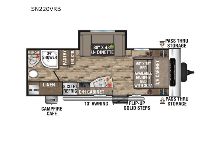 Representative floor plan provided by a trusted RVshare partner.
