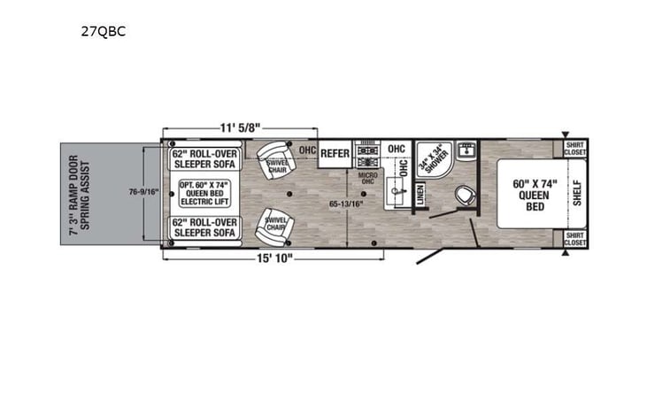 Representative floor plan provided by a trusted RVshare partner.