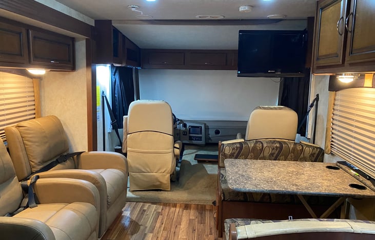 Living area at night.