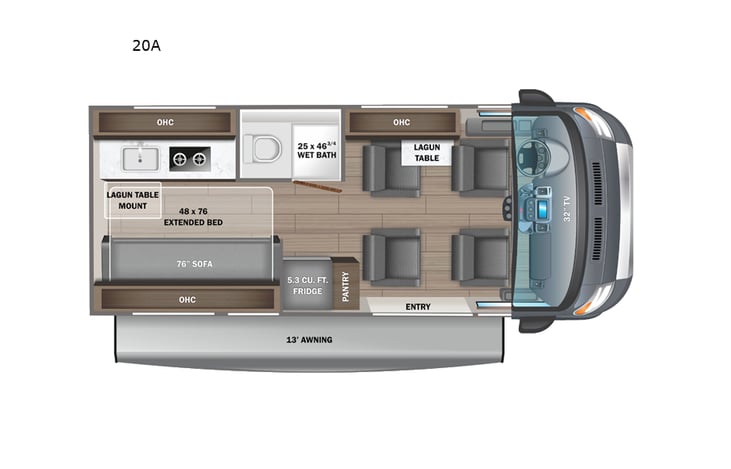 Representative floor plan provided by a trusted RVshare partner.
