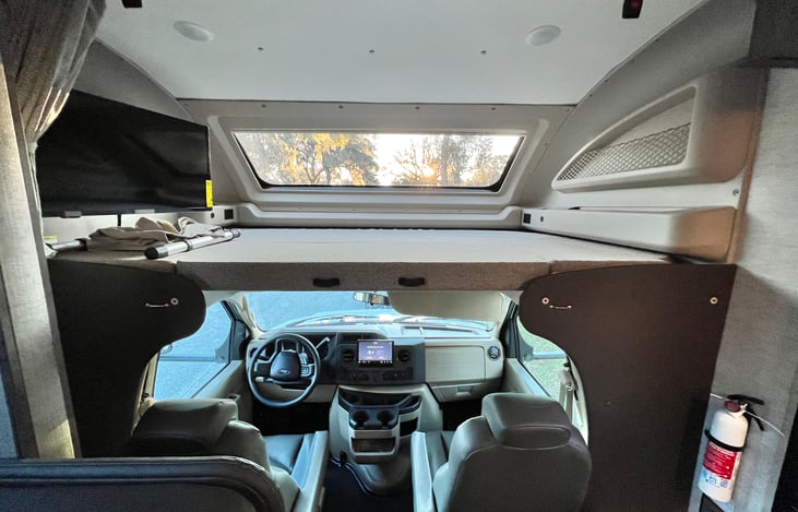 The loft bed is huge and has a moon roof to look outside.  This is perfect for gazing at the stars.
