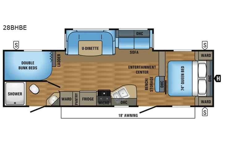 Representative floor plan provided by a trusted RVshare partner.