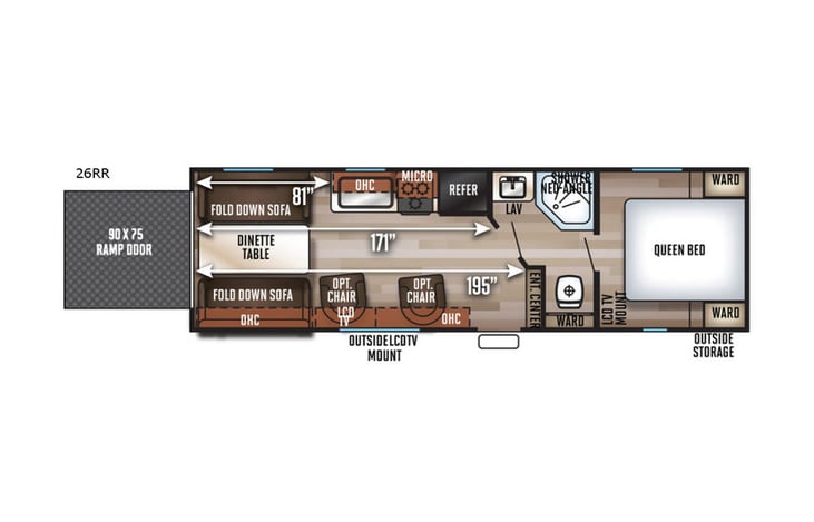 Representative floor plan provided by a trusted RVshare partner.