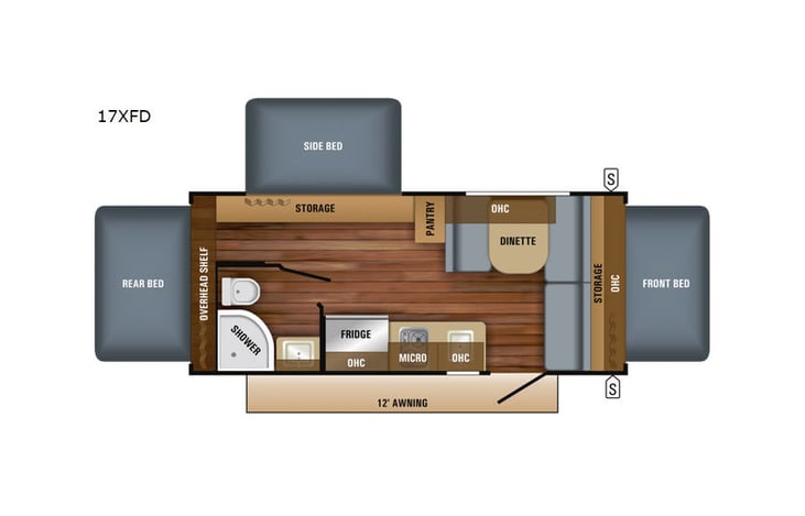 Representative floor plan provided by a trusted RVshare partner.