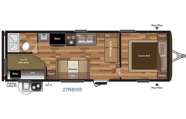 Representative floor plan provided by a trusted RVshare partner.