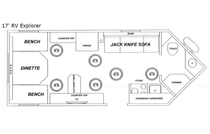 Representative floor plan provided by a trusted RVshare partner.