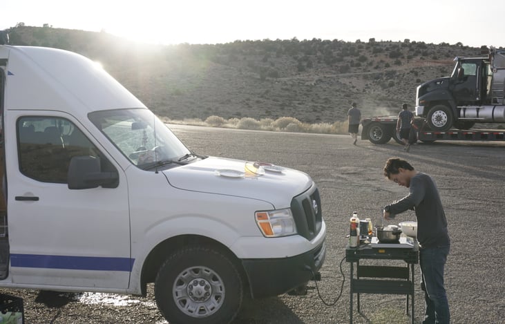 Or cook outside on the folding table!