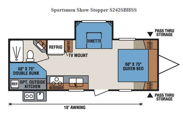 Representative floor plan provided by a trusted RVshare partner.