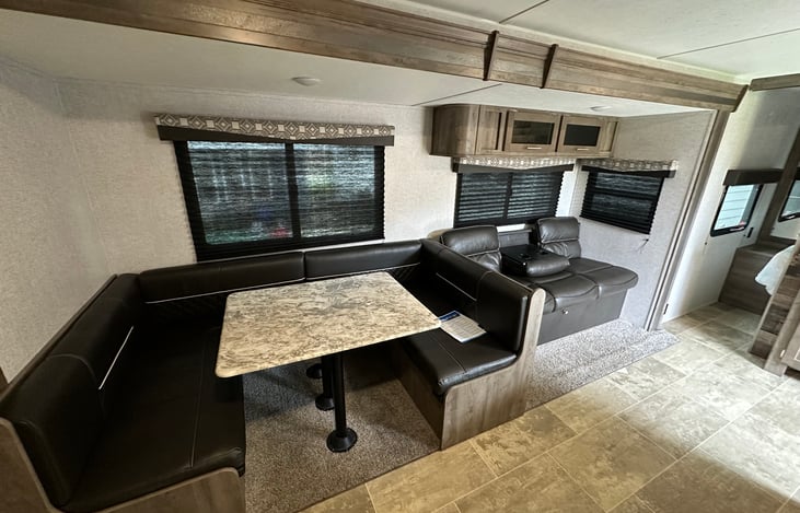Table and couch turn into beds as well.