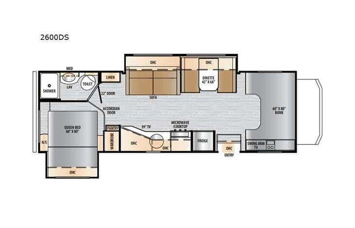 Representative floor plan provided by a trusted RVshare partner.