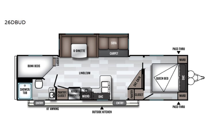 Representative floor plan provided by a trusted RVshare partner.