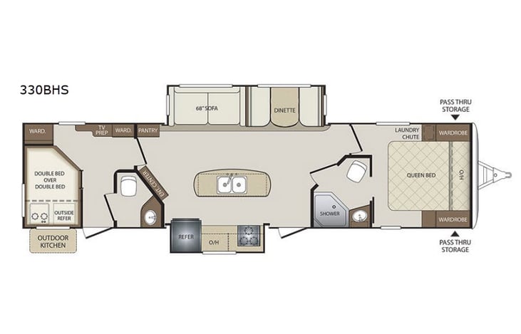 Representative floor plan provided by a trusted RVshare partner.