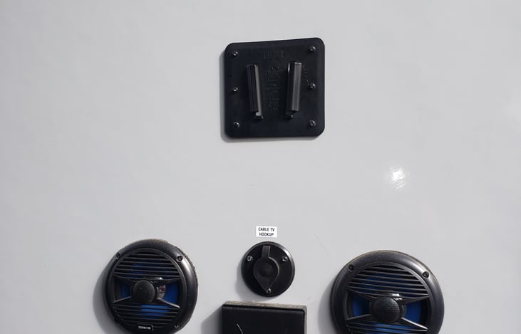 Outside TV and radio with speakers