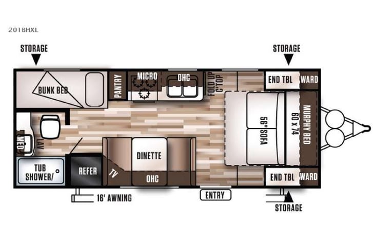 Representative floor plan provided by a trusted RVshare partner.