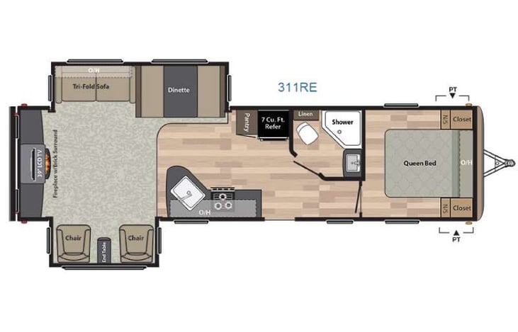 Representative floor plan provided by a trusted RVshare partner.