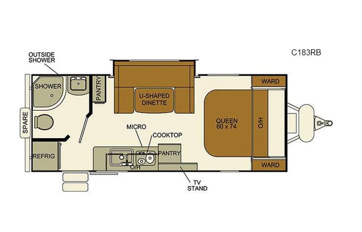 Representative floor plan provided by a trusted RVshare partner.