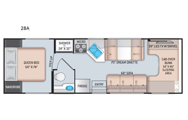 Representative floor plan provided by a trusted RVshare partner.