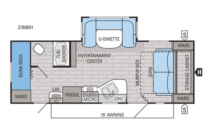 Representative floor plan provided by a trusted RVshare partner.