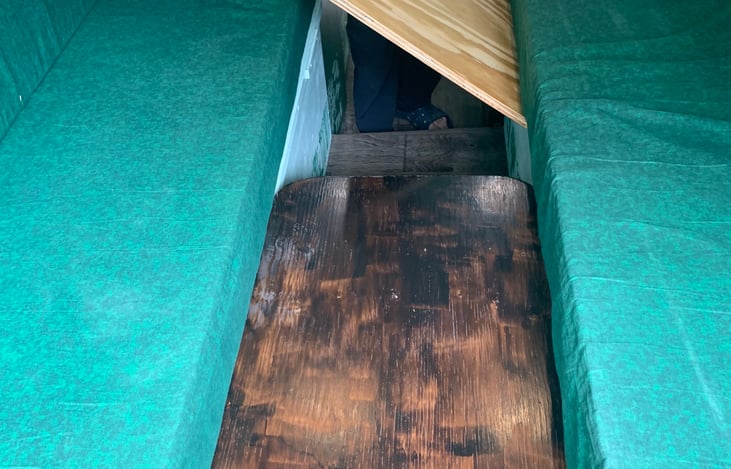 To convert to bed - place extra wood in gap