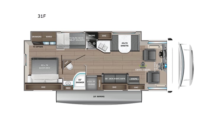 Representative floor plan provided by a trusted RVshare partner.