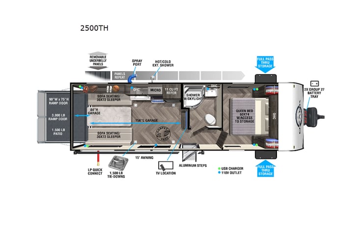Representative floor plan provided by a trusted RVshare partner.