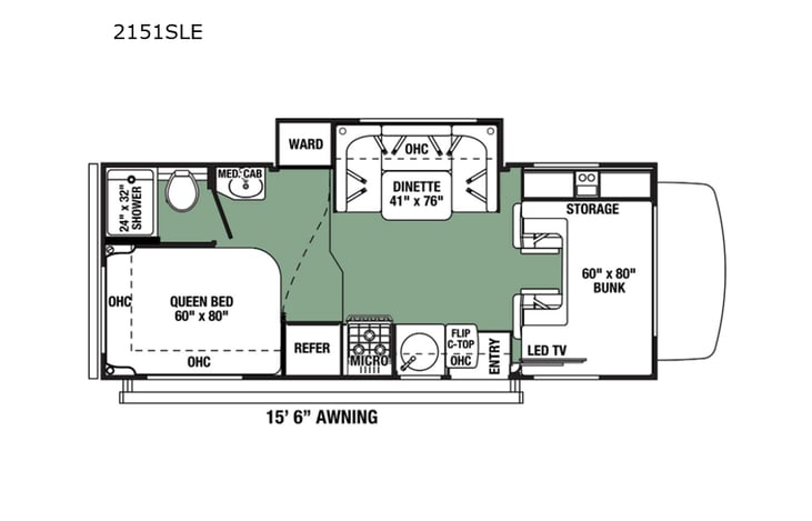 Representative floor plan provided by a trusted RVshare partner.