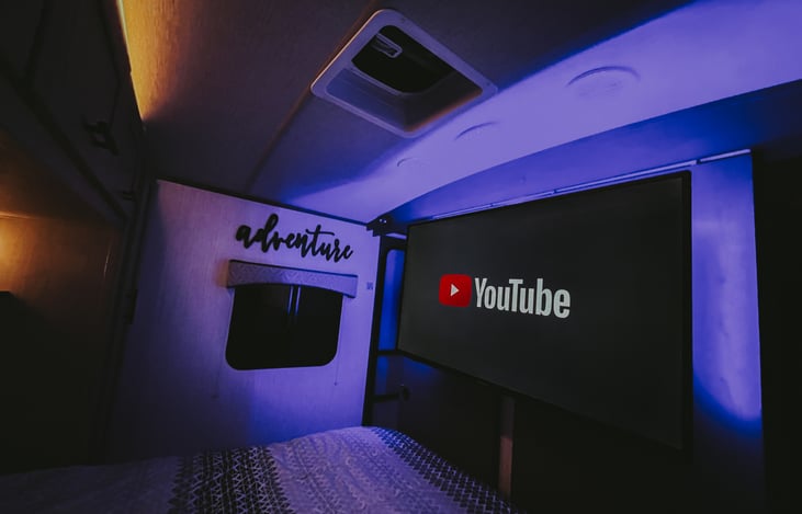 NEW 42" 4K Smart TV viewable in the queen bedroom. Change rear lights to any color/mode!