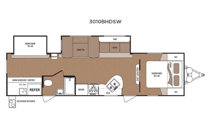 Representative floor plan provided by a trusted RVshare partner.