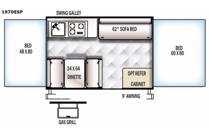 Representative floor plan provided by a trusted RVshare partner.
