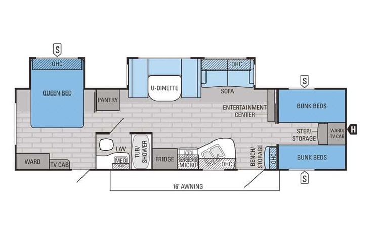 Representative floor plan provided by a trusted RVshare partner.