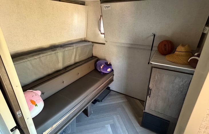 Rear bunks and bed fold up to give a couch with lots more space.