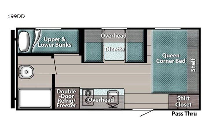 Representative floor plan provided by a trusted RVshare partner.