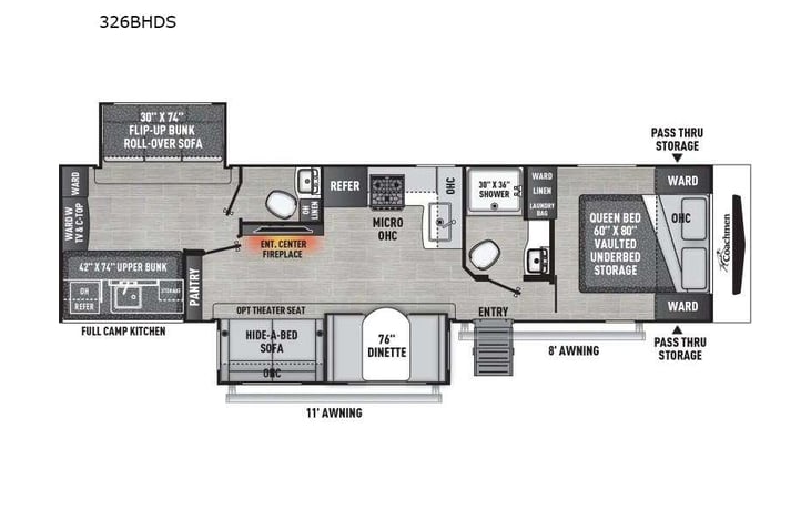 Representative floor plan provided by a trusted RVshare partner.
