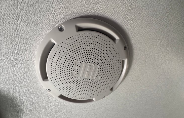 Indoor speaker that connects with Bluetooth.