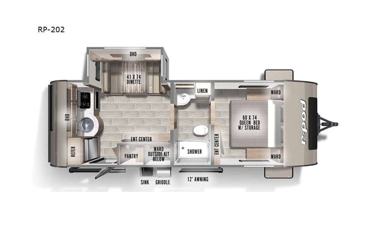 Representative floor plan provided by a trusted RVshare partner.