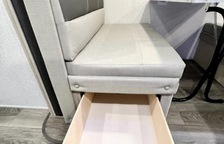 Storage underneath the dinette chair