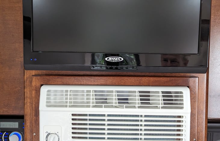 Jensen TV is equipped with a Roku 4K HD Media Adapter to stream from your phone's hot spot.  DVD player and a coax input included too.