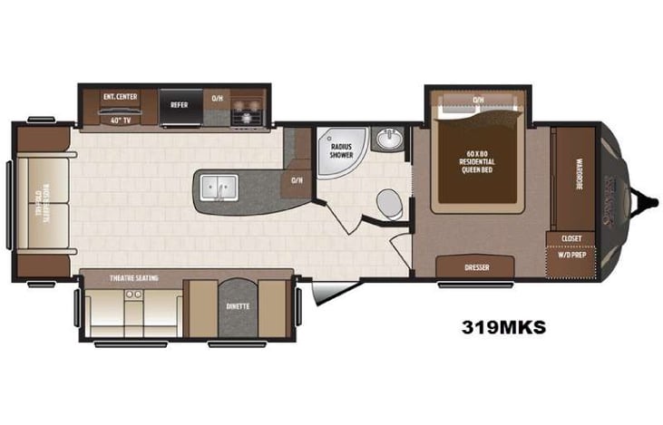 Representative floor plan provided by a trusted RVshare partner.