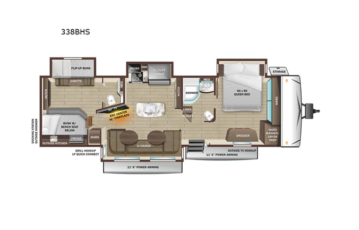 Representative floor plan provided by a trusted RVshare partner.
