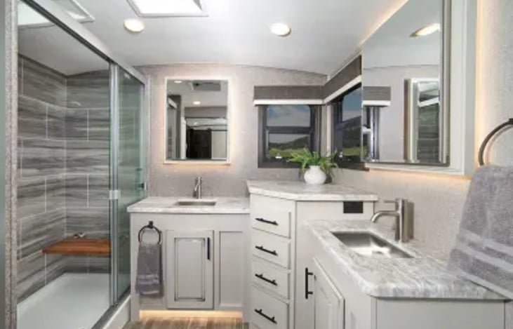 Large luxurious private bathroom adjacent to master bedroom.  NOTE: it also has a guest bath located in by main entrance  front door