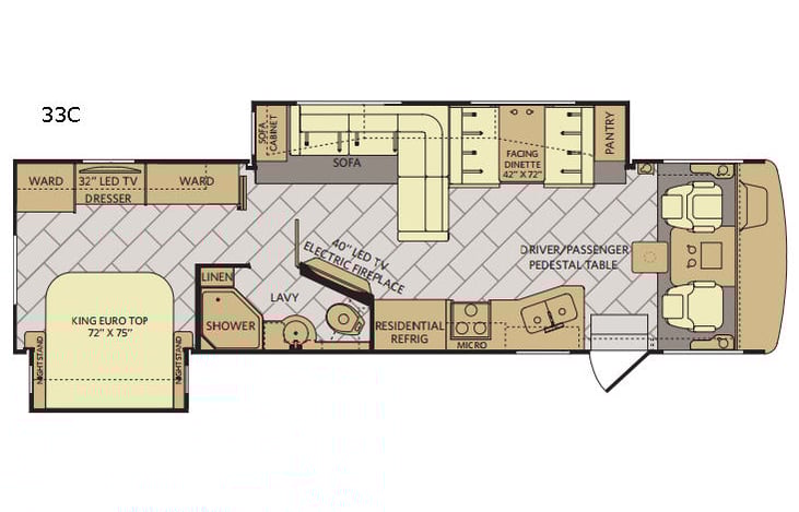 Representative floor plan provided by a trusted RVshare partner.