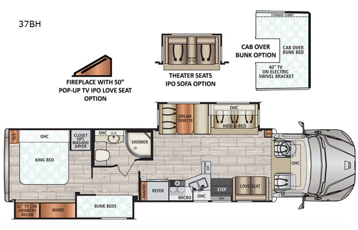 Representative floor plan provided by a trusted RVshare partner.
